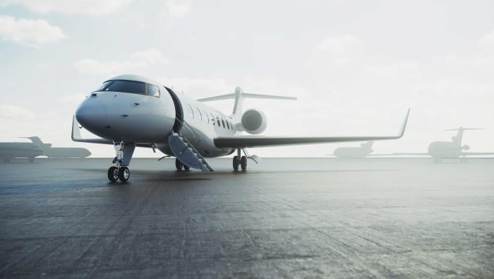 business jet on ramp