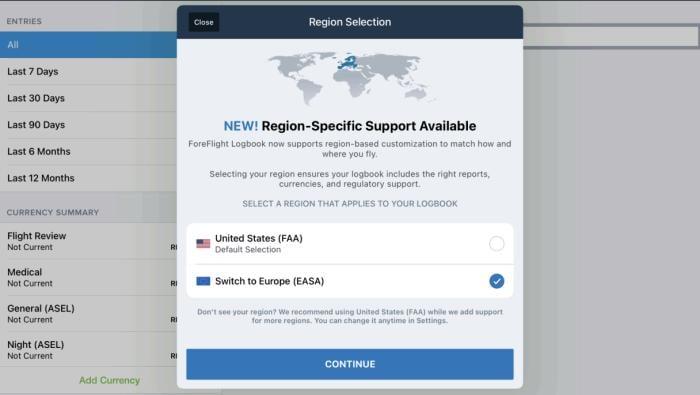 ForeFlight Europe logbook