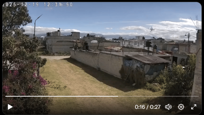 Screengrab from a video posted to X showing the aircraft's aggressive left bank moments before the crash