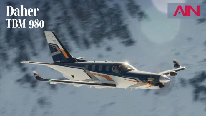 Daher TBM 980 flying near mountains
