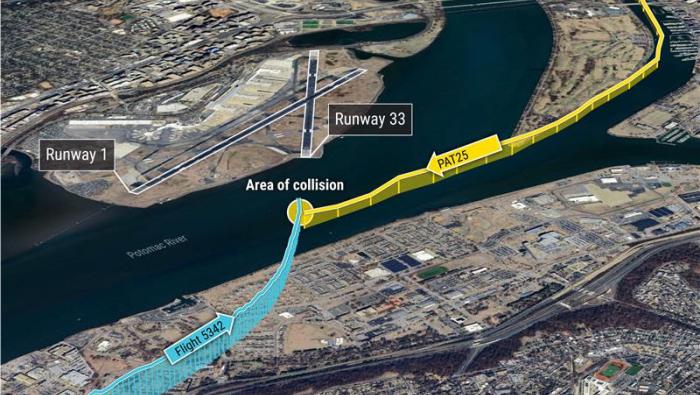 NTSB image showing DCA midair collision