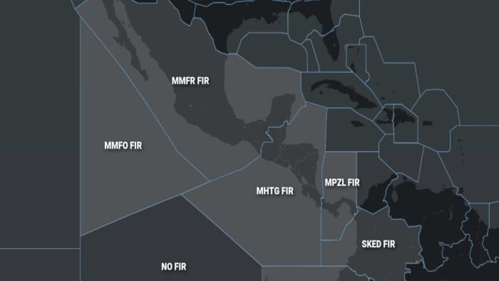 Regions affected by FAA notams in Central America