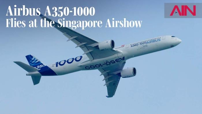 Airbus A350-1000 flying at Singapore Airshow 2026