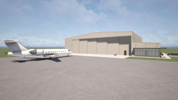 Artist rendering of new hangar at KDPL
