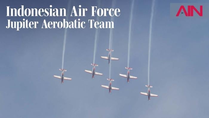 Indonesian Air Force Jupiter Aerobatic Team flying at Singapore Airshow 2026