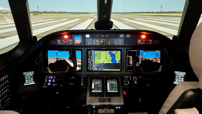 Level D Tru Ascend Citation Ascend simulator cockpit view
