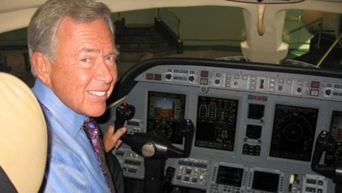 Russell Meyer in a Citation cockpit 