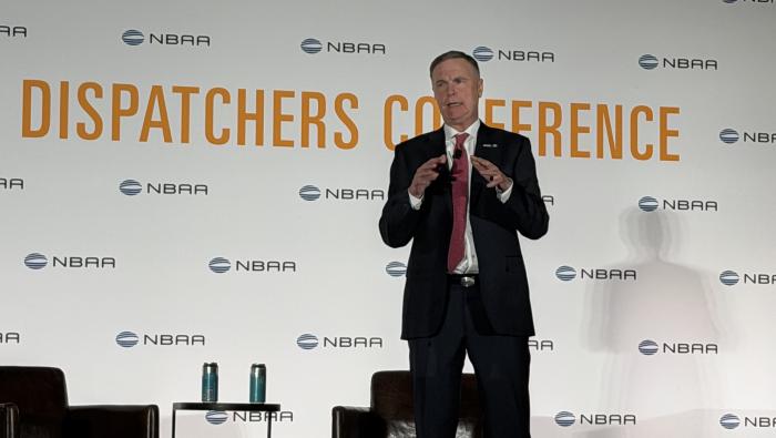 NBAA president and CEO Ed Bolen on stage at SDC 2026