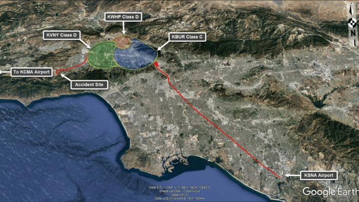 flight path of Sikorsky S76B
