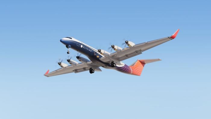 Elysian E9X rendering in flight 