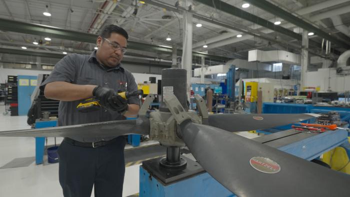 Piedmont Propulsion Systems tech working on propeller