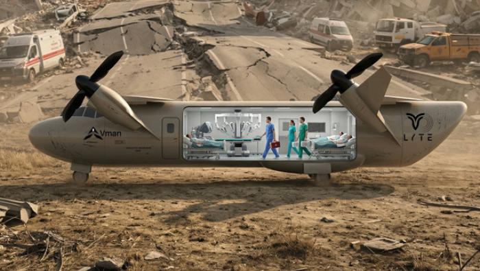 Tiltrotor aircraft concept with surgical suite in disaster zone 