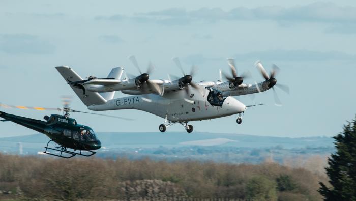 Vertical Aerospace’s Valo eVTOL prototype performs a piloted transition flight at Cotswold Airport