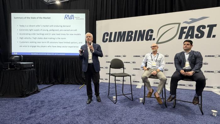 Rolland Vincent moderating business jet market panel