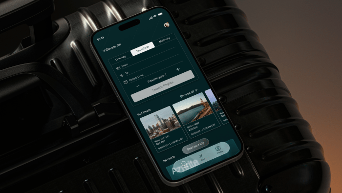 A phone resting on a suitcase, showing the Ruby AI app on the screen