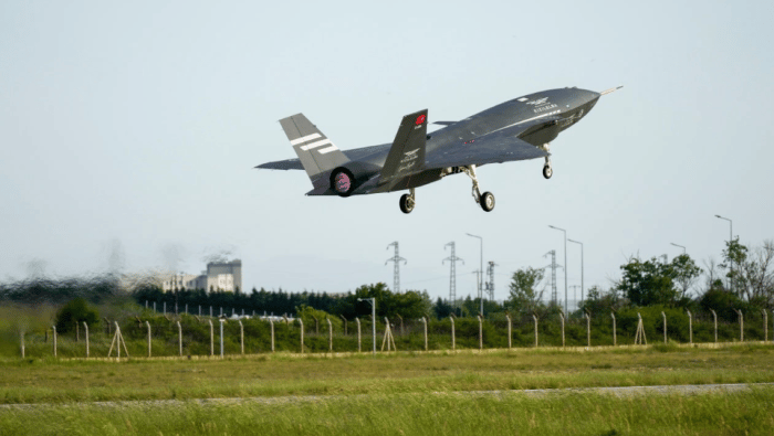 Kizilelma drone taking off from runway 
