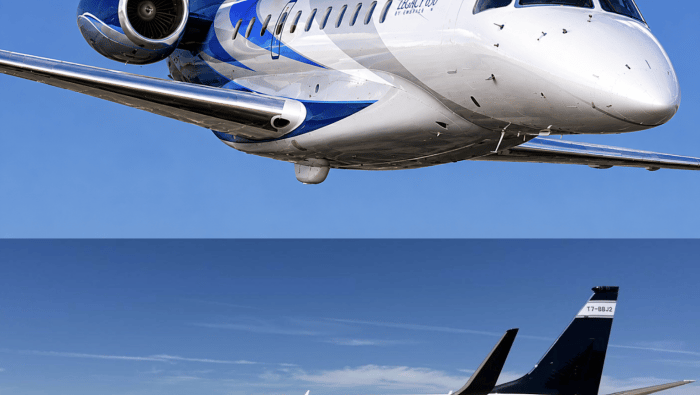Boeing Business Jet 2 (BBJ2) and Embraer Legacy 650