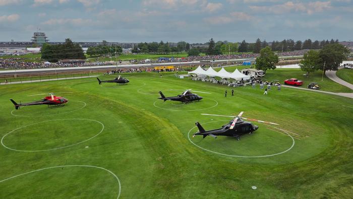 Sweet Helicopters flying passengers to the Indy 500 race