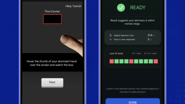 Screenshots of NeuroUX app