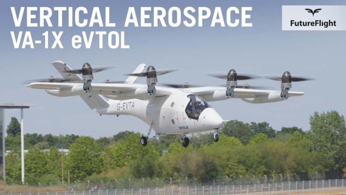 Vertical Aerospace VA-1X eVTOL prototype flying at Farnborough Airshow 2026