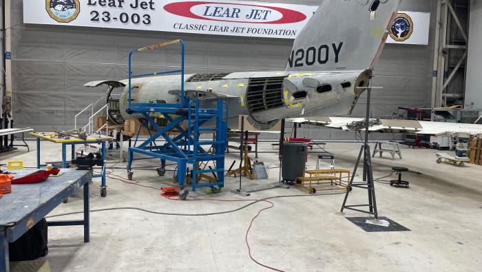 Fuselage of Lear 23-003 under restoration