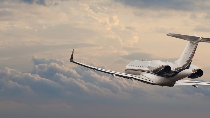 business jet from rear