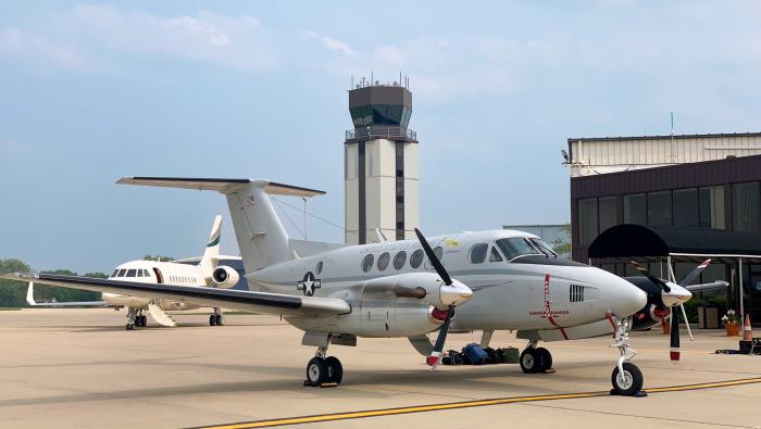 turboprop twin on ramp at KUGN