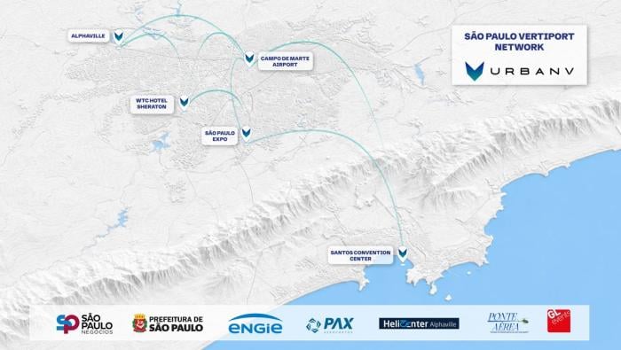UrbanV vertiport network for São Paulo, Brazil