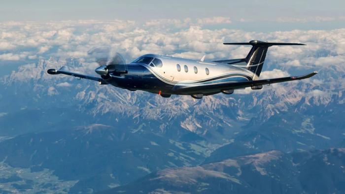 Pilatus PC-12 in flight