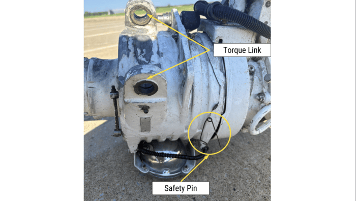A Gulfstream G-IV’s nose gear pip pin was found separated, missing a ball lock, after its safety pin went uninstalled, an NTSB preliminary report says.