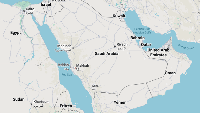 Saudi Arabian map 