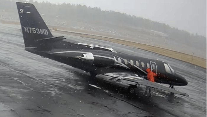 A Citation V that slid off the runway in Pagosa Springs in 2024