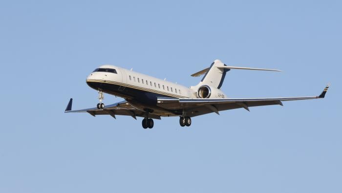 A business jet in flight