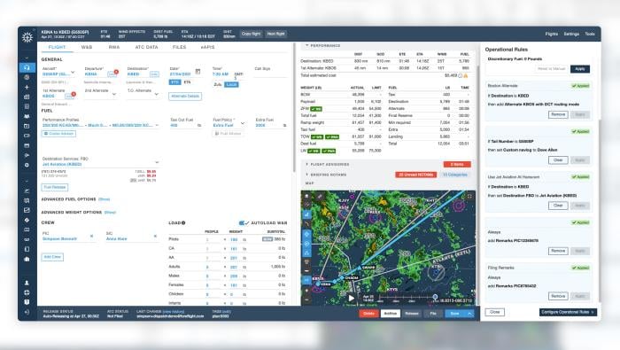Jeppesen Foreflight dispatch software