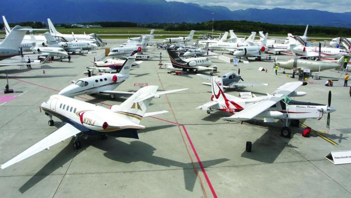 Business aircraft at Geneva Airport 