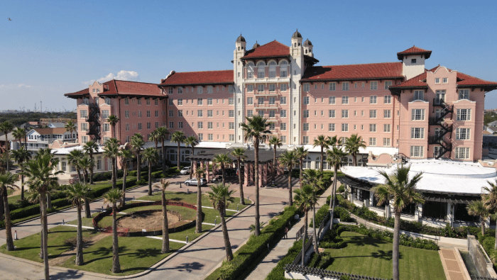 Aerial view of Grand Galvez hotel