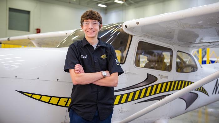 Cael Miller, A&P Youth Apprentice, at WSU Tech