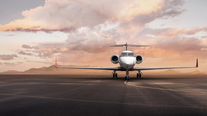 Buisiness jet on runway