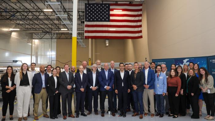 Dignitaries at Indra Group USA Olathe, Kansas plant