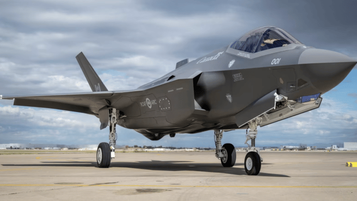Grey F-35A on ramp 