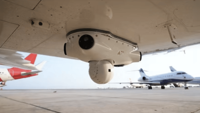 AMPS laser pod mounted beneath 7500 fuselage