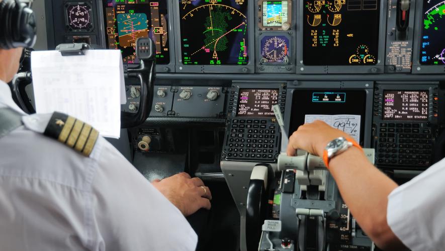 Pilots in cockpit