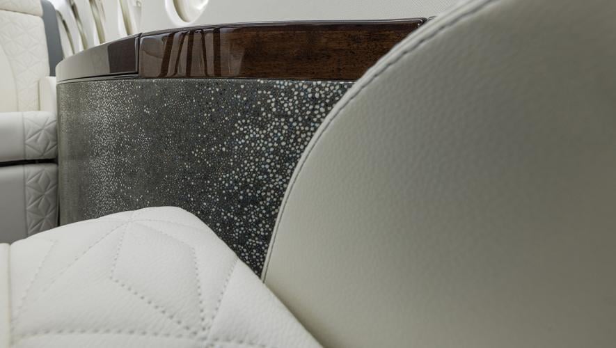 Duncan Aviation lower sidewall covered in suede with a foil-fused overlay