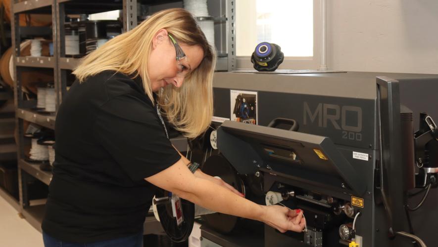 Duncan Aviation Houston Satellite Install Specialist Lisa Schneider wire stamping