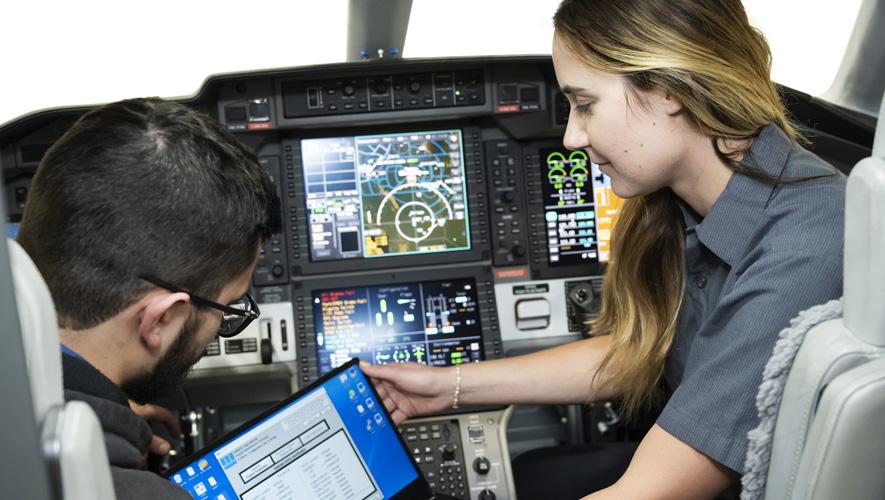 Western Aircraft technician in cockpit