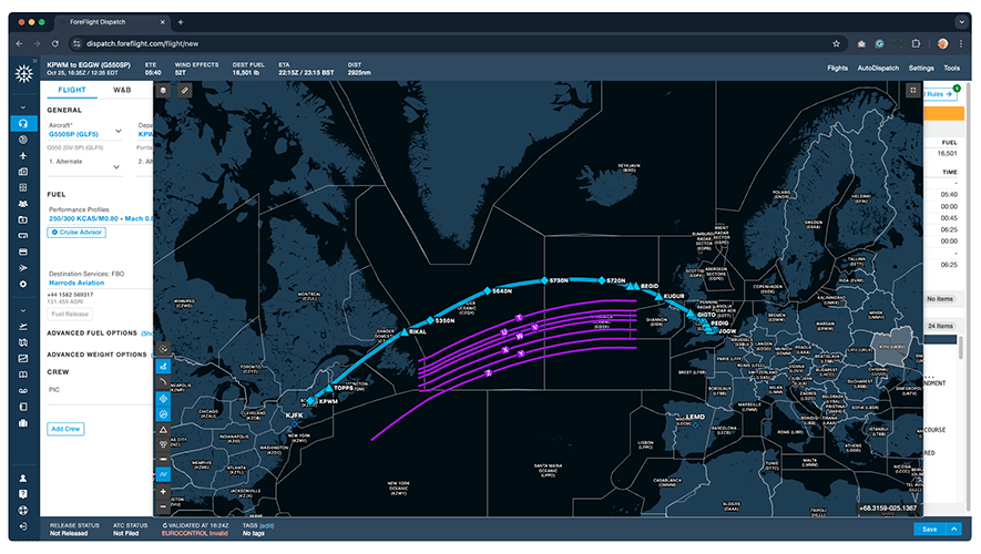 ForeFlight north Atlantic tracks