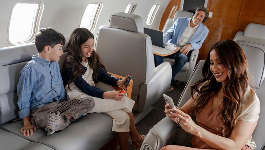 family on Bombardier Challenger