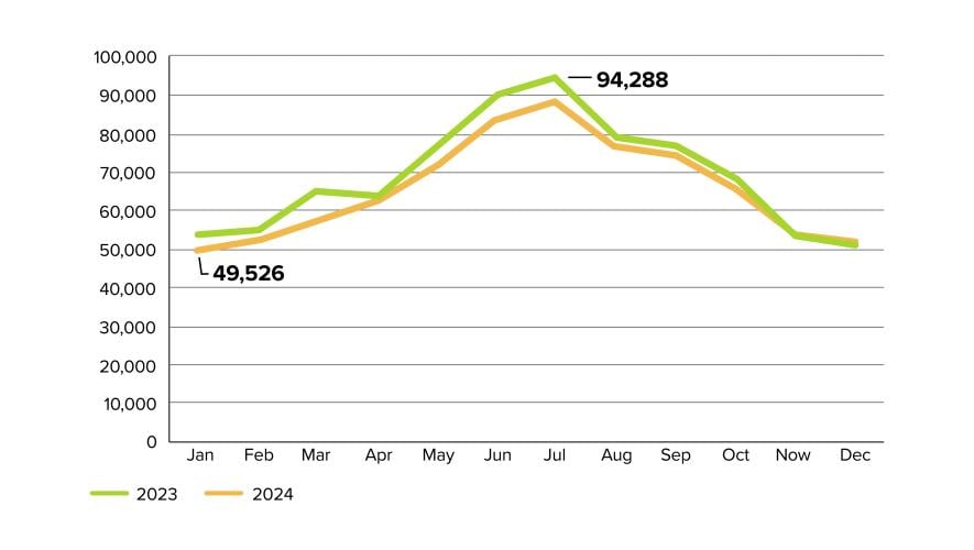 EUROPEAN business Aviation Activity 2023 vs 2024