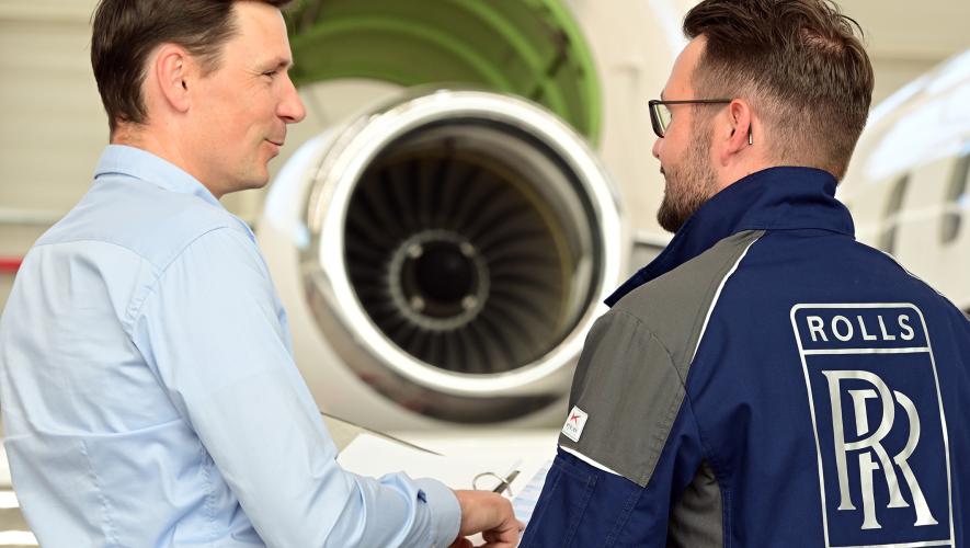 Rolls-Royce technician and customer