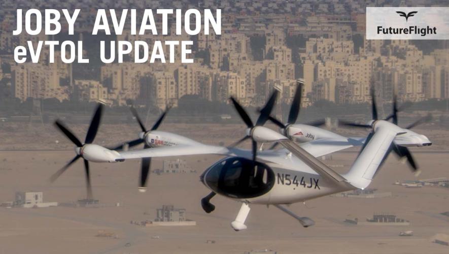 Joby eVTOL aircraft flying in the United Arab Emirates